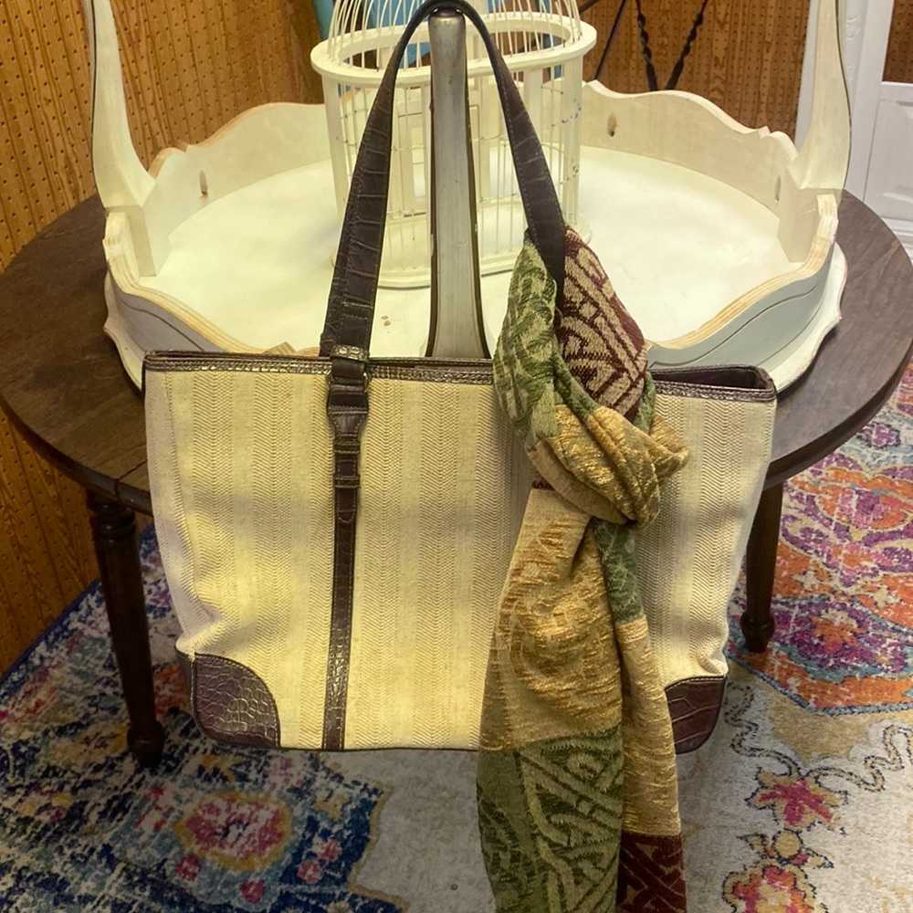Jute tote with Celtic scarf